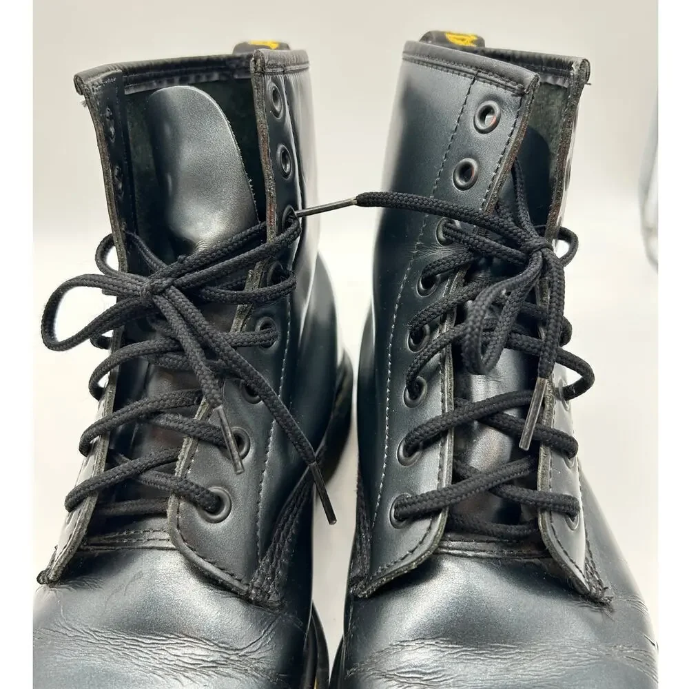 Vintage Dr. Martens 8-Eye Metallic Leather Ankle Boots Size 9 Made in England